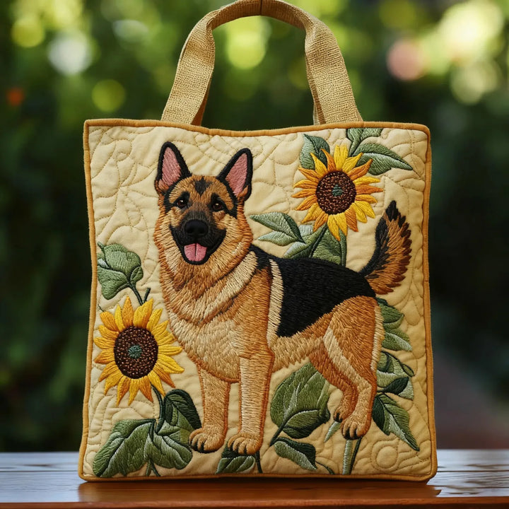 Floral German Shepherd Artisanal Tote