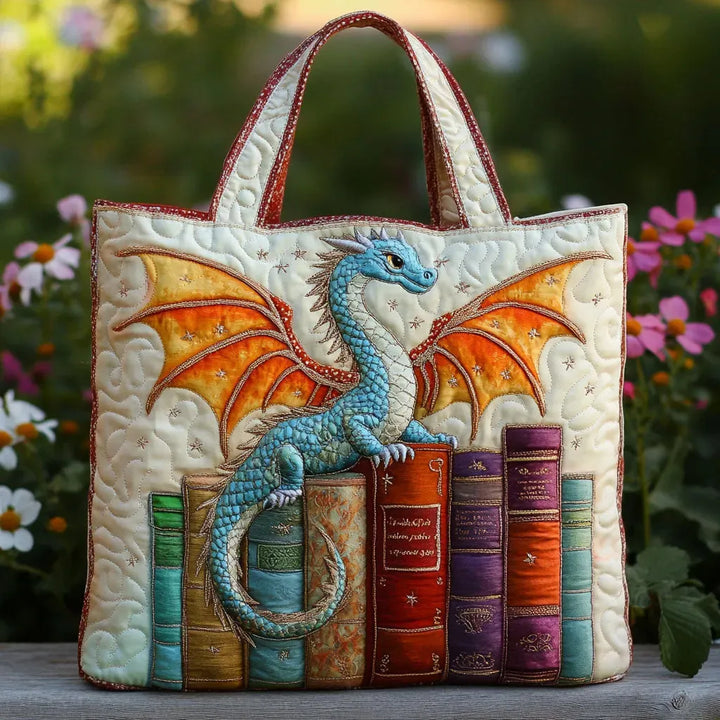Emerald Dragon Book Guardian Quilted Bag