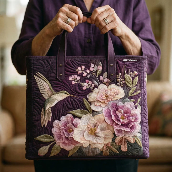 Artisan Quilted Bag - Hummingbird & Orchid Design