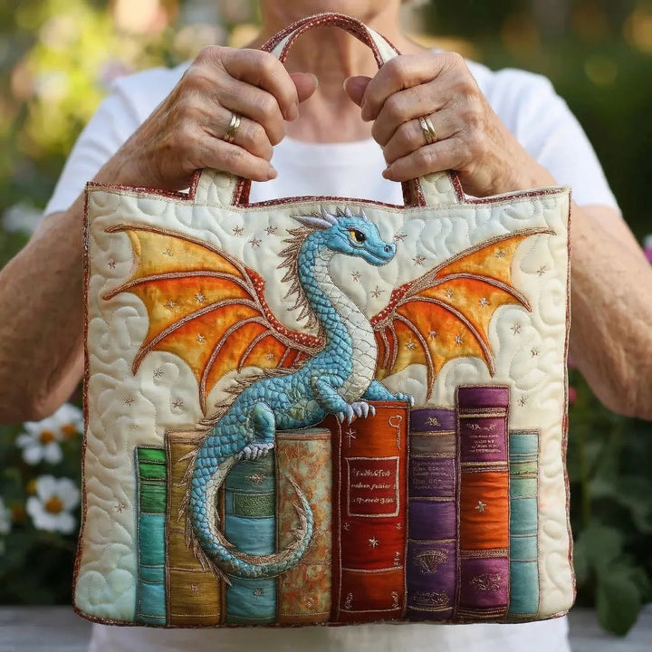 Emerald Dragon Book Guardian Quilted Bag