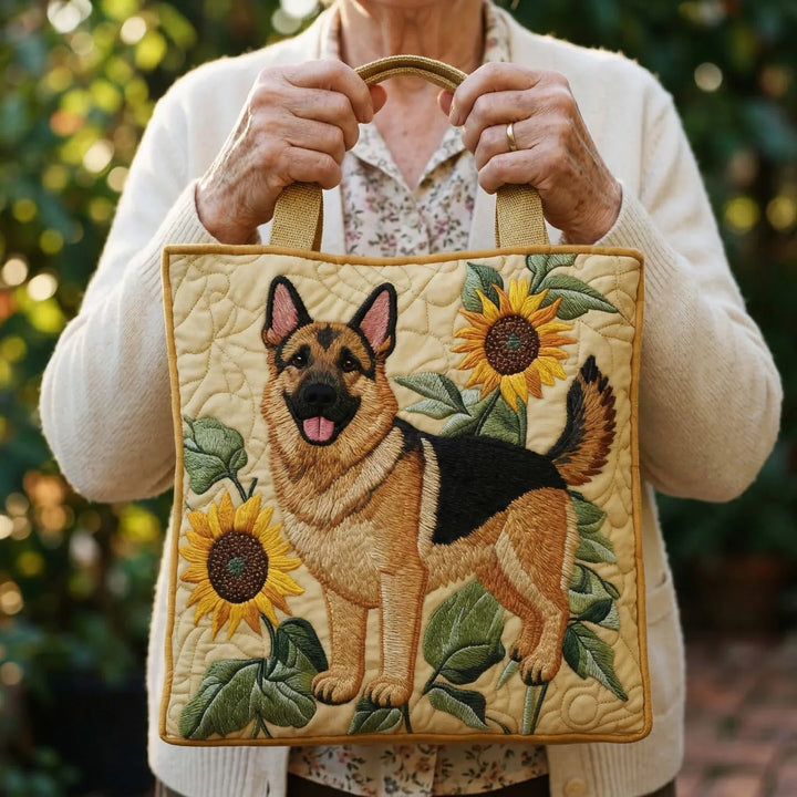 Floral German Shepherd Artisanal Tote