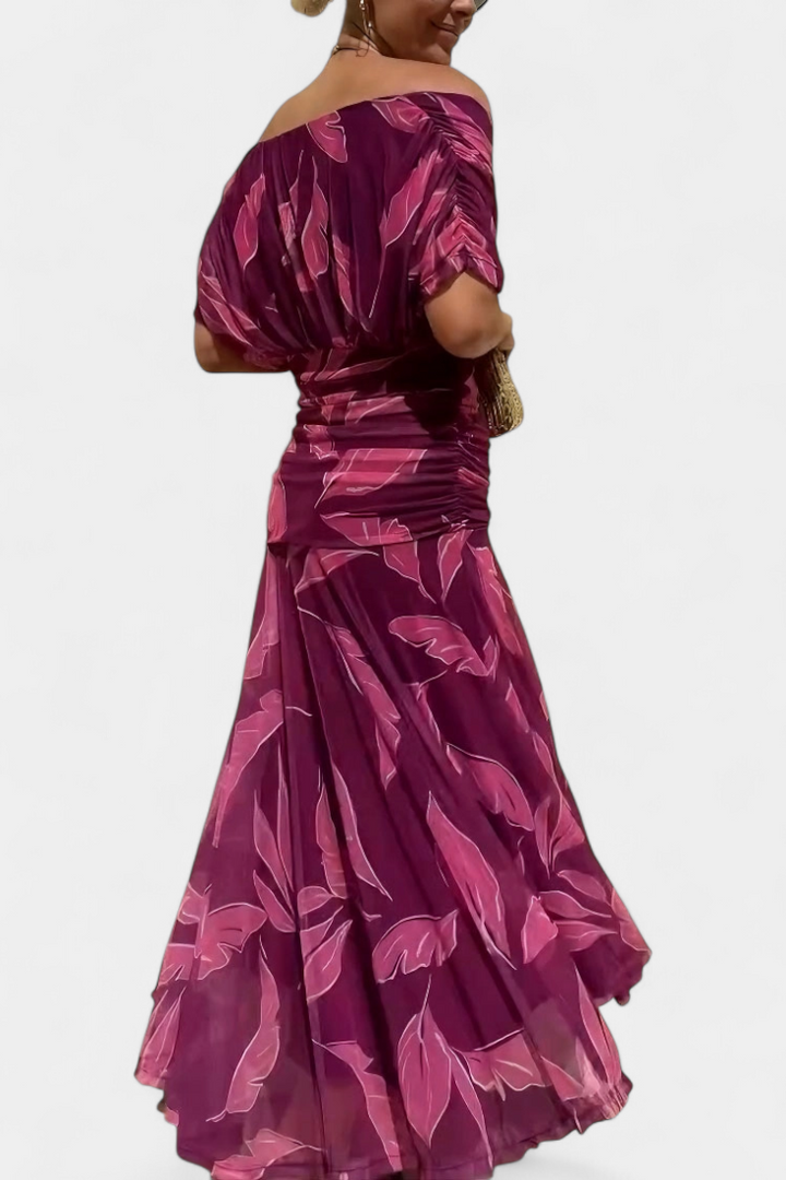 Florendra | Long Floral V Neck Dress