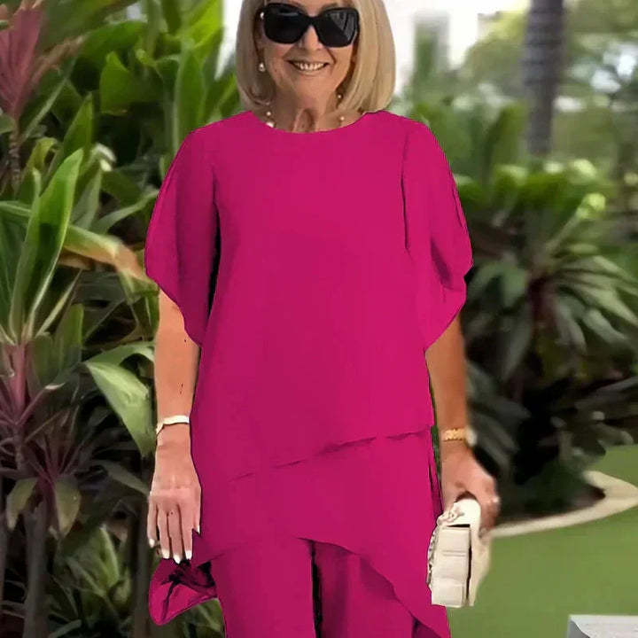 Suit with draped palazzo pant